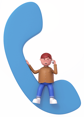 Cartoon sitting on phone